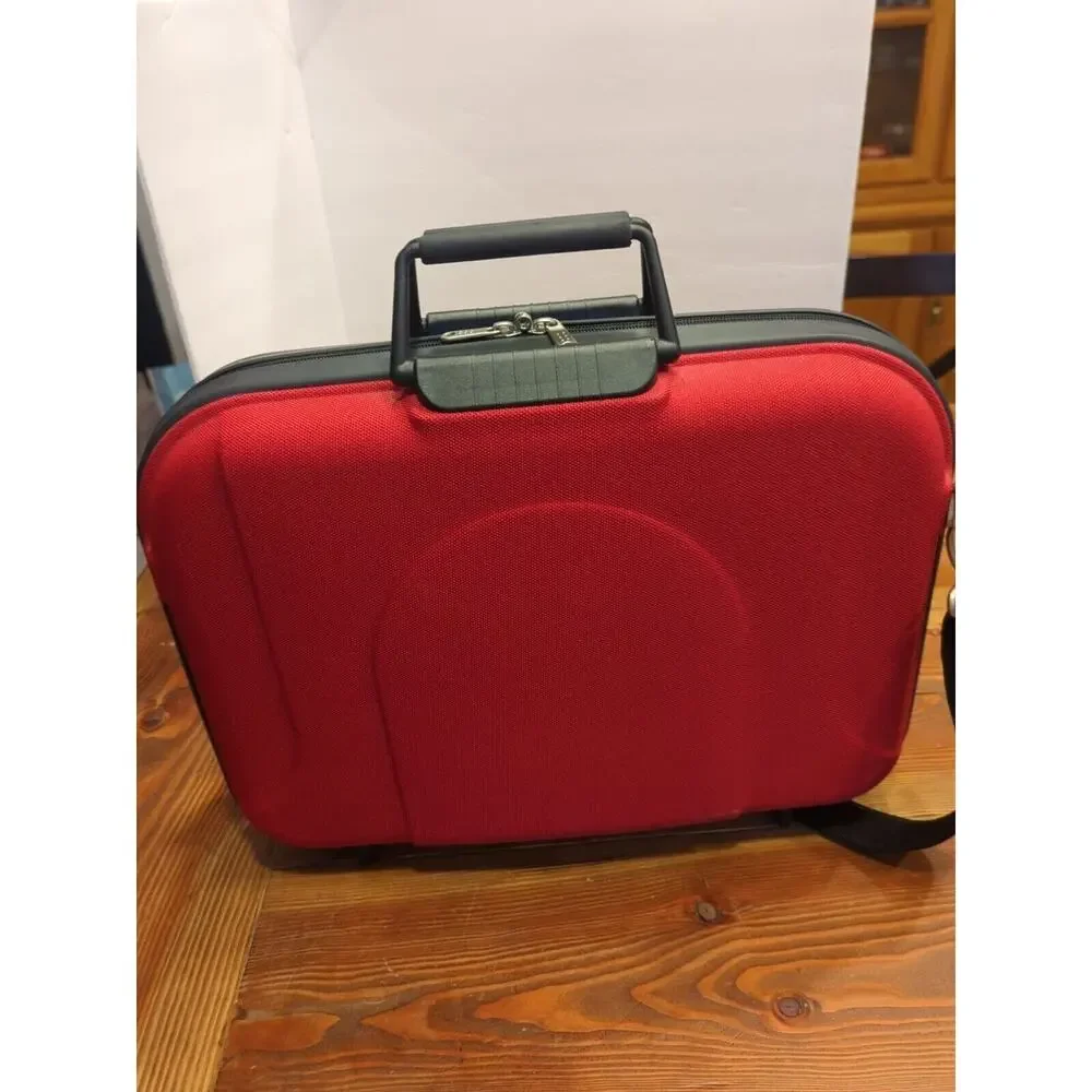 Classic Sonada Hardside Laptop Case Red And Black With Shoulder Strap